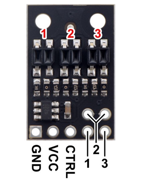 Matriz de sensores de Reflectancia QTR-HD-03A. 3 canales. Salida analógica