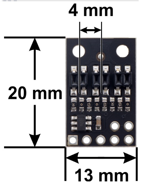 Matriz de sensores de Reflectancia QTR-HD-03A. 3 canales. Salida analógica