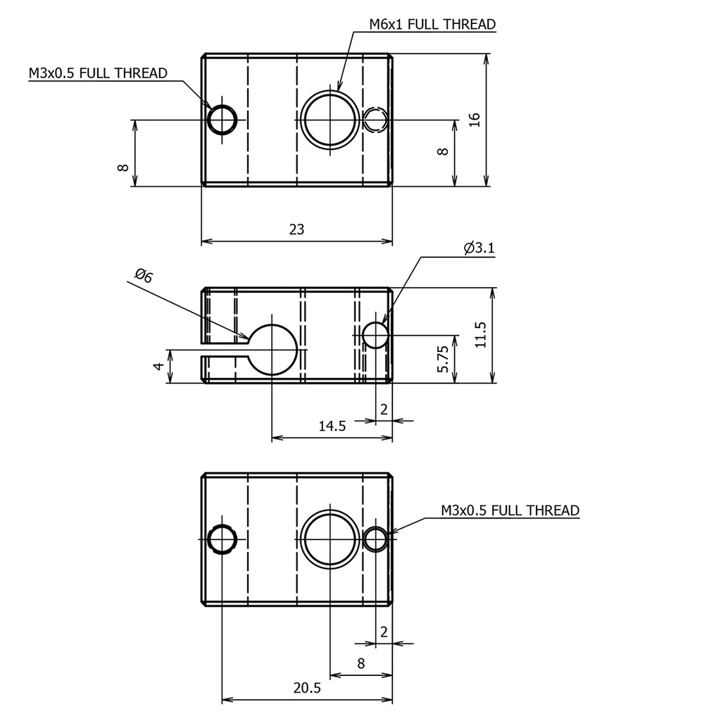 Bloque calentador V6 J-head. New version