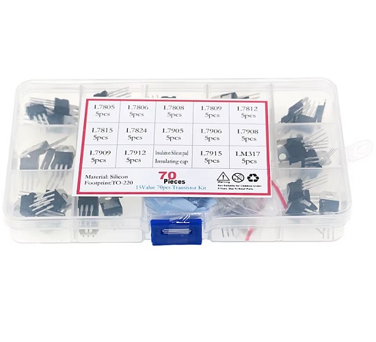 Kit de reguladores de voltaje TO-220. 70 unidades
