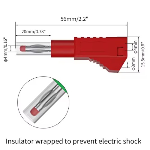 Cable banana a banana con conector aislado retráctil. Azul