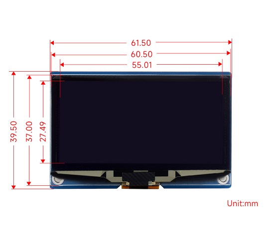 Módulo de pantalla OLED de 2.42 pulgadas, resolución de 128×64, comunicación SPI/I2C