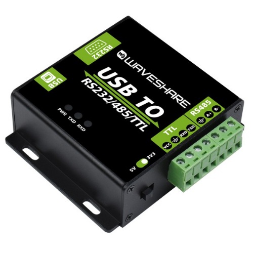 Convertidor industrial aislado de interfaz USB a RS232/485/TTL. Con chip CH343G