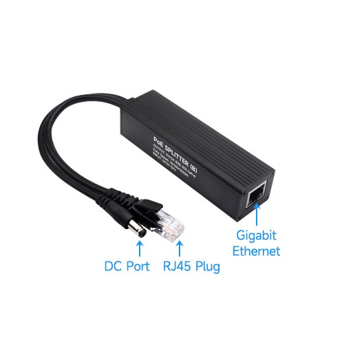 Divisor PoE Gigabit industrial. Puerto de salida DC