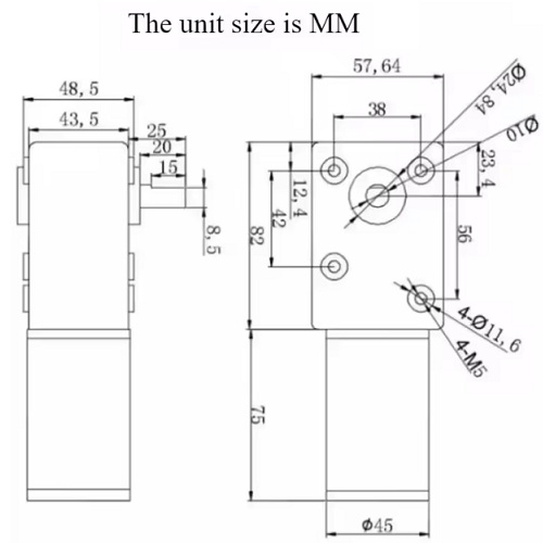Motorreductor de torsión fuerte. 12-24VDC
