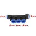 Acople rápido distribuidor de  5 vías para tubo de aire de 4mm. PE