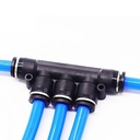 Acople rápido distribuidor de  5 vías para tubo de aire de 4mm. PE