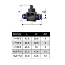 Válvula manual On/Off para flujo de aire. HVFF. 4mm