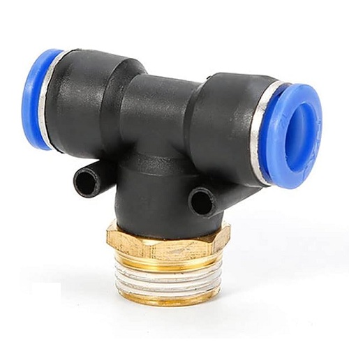Acople rápido en T roscado para tubo de aire de 4mm PB