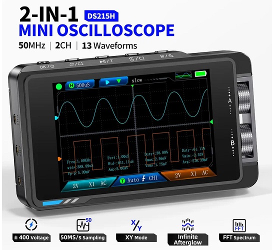 Osciloscopio digital 2 en 1. FNIRSI® DS215H PLUS