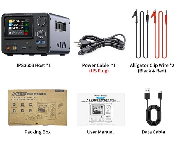 Fuente de alimentación digital inteligente de control AC-DC. FNIRSI® IPS3608