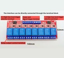 Tarjeta con 8 relés optocoplados 5V. Activación Alto/Bajo