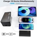 HUB-Cargador USB 30 puertos. USB A y USB C. 30A, 200W