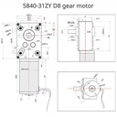 Motorreductor de alto torque. 24VDC. 16RPM