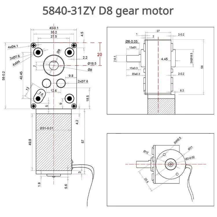 Motorreductor de alto torque. 24VDC. 80RPM