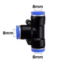 Acople rápido en T para tubo de aire de 8mm. PE