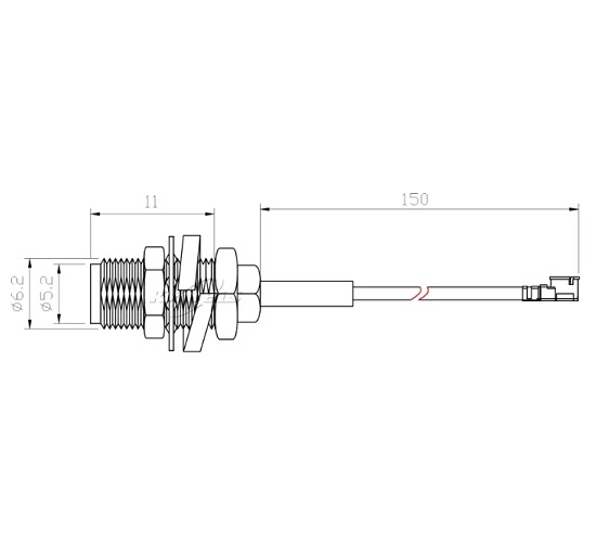 Cable RF IPX a RPSMA hembra. RF1.13 de 15cm