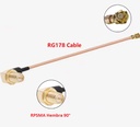 Cable RF IPX a RPSMA hembra. En ángulo. RG178 de 15cm