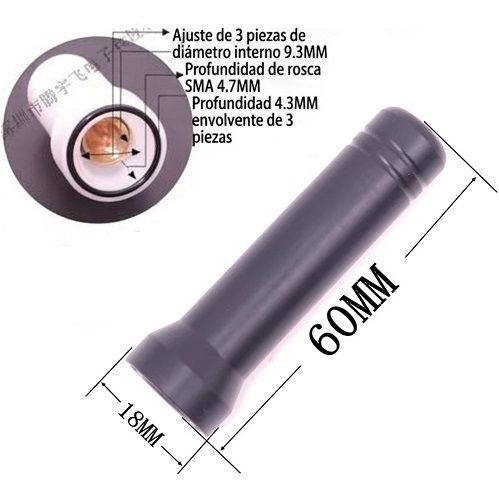 Antena LoRa 915MHz, 3dBi. A prueba de agua. 60x18mm. SMA