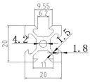 Perfil de aluminio OB2020 V slot