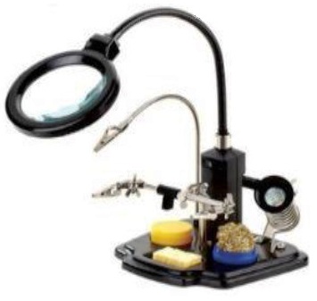 Tercera Mano con lupa grande, porta cautín