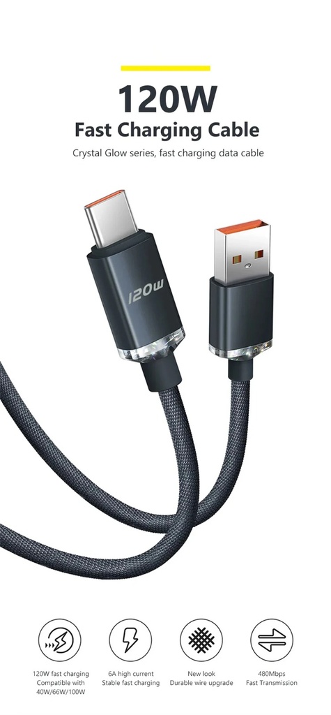 [USB-TIPO-C-5A-25CM] Cable USB tipo C 5A carga rápida 3.0
