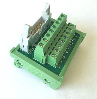 Tarjeta con borneras salida para PLC o Raspberry. Para riel DIN 16 pines.