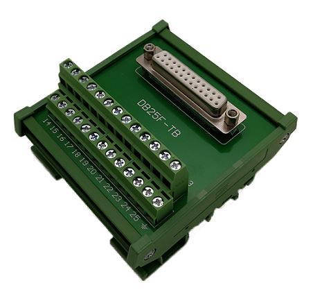 Tarjeta con borneras salida para PLC o Raspberry. Para riel DIN DB25F-TB