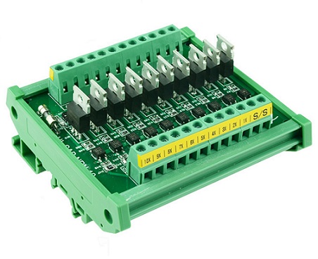 Driver de salida para PLC y Raspbery Pi con Mosfet IRFZ44 optoacoplado de 8 canales