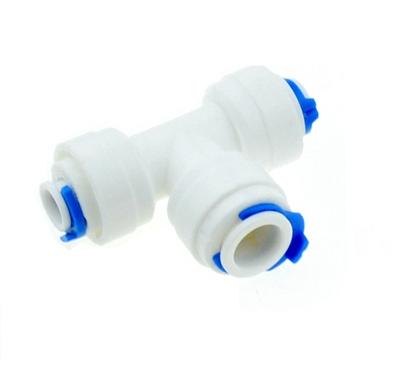Acople rápido en T para agua ósmosis inversa 1/4 a 1/4