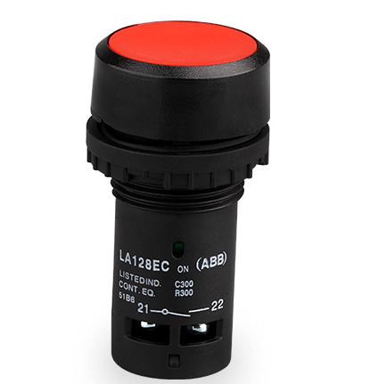 Botón pulsador momentáneo rojo