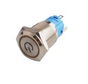 Suiche metálico pulsador momentáneo de 16mm para exterior con iluminación amarilla con logo 12-24V