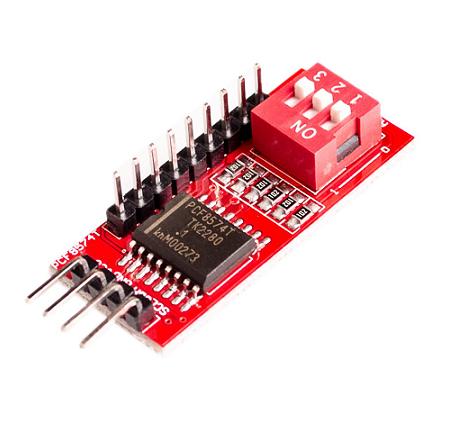 Modulo de expansión de I/O con interfaz I2C PCF8574T. Roja