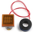 Voltímetro-Amperímetro 20-500VAC, 0-100A pantalla LED amarilla