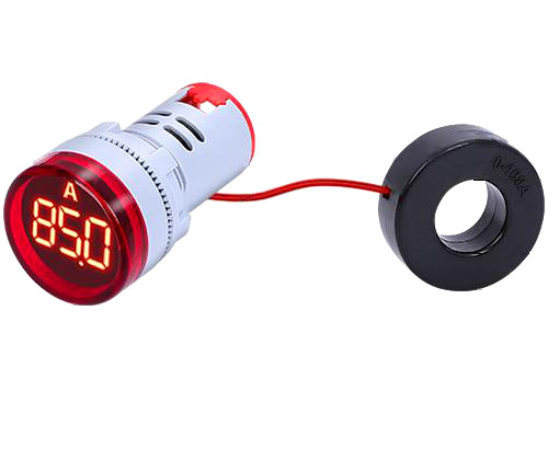 Amperímetro rojo AC 100A para 22mm con transformador