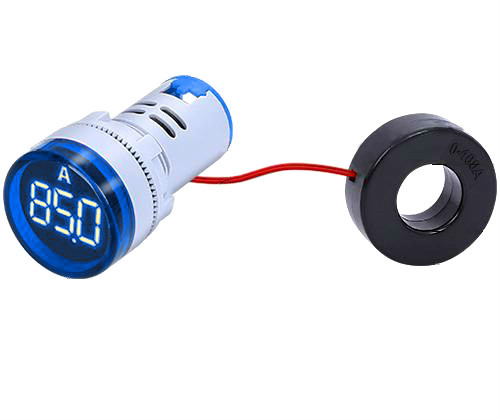 Amperímetro azul AC 100A para 22mm con transformador