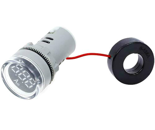 Amperímetro blanco AC 100A para 22mm con transformador