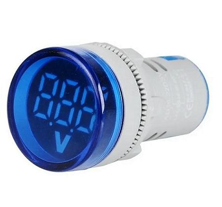 Voltímetro azul de 5 a 60 VDC para 22mm