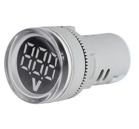 Voltímetro blanco de 5 a 60 VDC para 22mm
