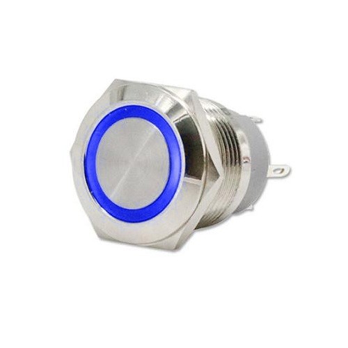 Suiche de 22mm impermeable plata luz azul de 5 a 12V