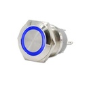 Suiche de 22mm impermeable plata luz azul de 5 a 12V