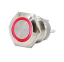 Suiche de 22mm impermeable plata luz roja de 12 a 24V
