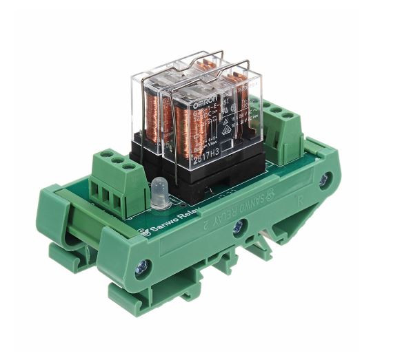 Tarjeta de salida para PLC con relé Omron de 12V 2 canales Activación en Bajo