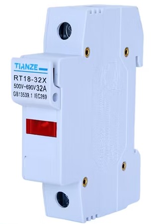 Porta fusible para riel DIN con indicador fusible 38x10mm