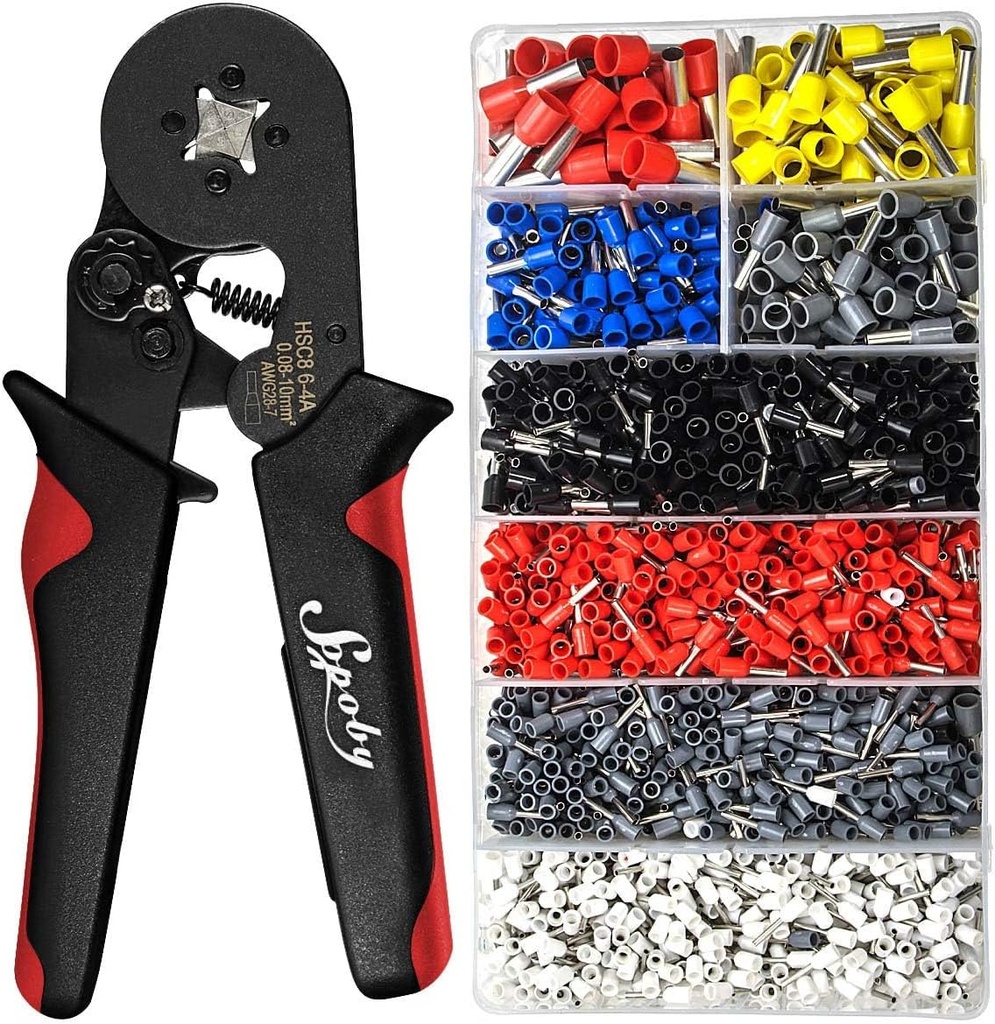 Kit de crimpadora con casquillos, 1200 piezas