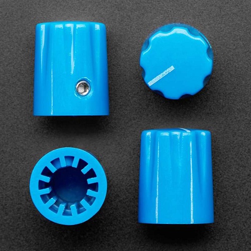 Perilla con prisionero para potenciómetro. Azul