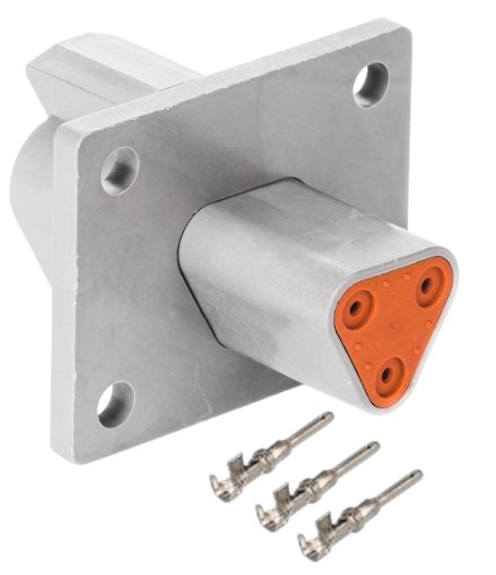 Conector impermeable para chasis DT Deutsch. 3 pines macho