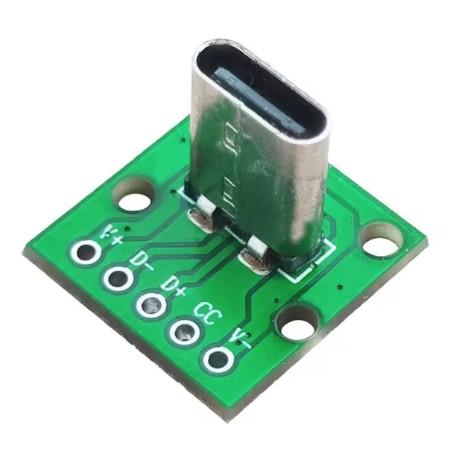 Tarjeta conector vertical USB 3.1 tipo C hembra. 5 pines de conexión