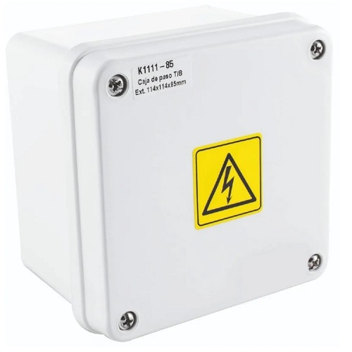 Caja plástica de paso IP65, polipropileno, 114X114X85mm. KOWET