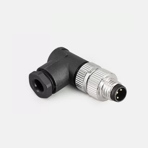 [M8-3PIN-M-AL] Conector impermeable de alta calidad M8 macho de 3 pines aéreo en ángulo